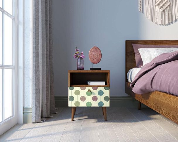 Тумбочка Berber с одним ящиком 24 принт арт BB06/Print_24, разноцветная - Вид 2