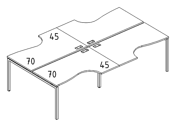 Станция 4х160 опоры DUE столы Классика эргономичные A4 А4 Б2 185-2 БП серый / металлокаркас белый - Вид 3
