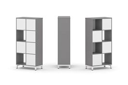 Стайл Проджект Набор стеллажа одностороннего, 4 яруса SN.NS-421 Серый Пепел/Белый/Металл Белый 754*4 - Фото предпросмотра