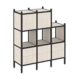 Loft Прямой стеллаж наборный VR.L-15 Денвер светлый/Чёрный металл 1278*446*1458 - Фото предпросмотра