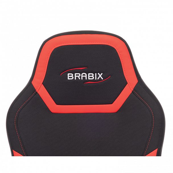 Кресло компьютерное BRABIX "Alpha GM-018", ткань/экокожа, черное/красное, 532637, GM-018_532637 - Вид 6