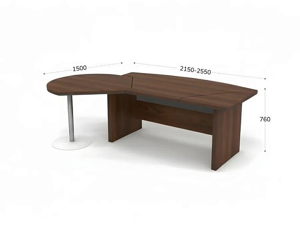 БЕРЛИН / BERLIN Стол руководителя с брифингом левый 2350х1500х760 Орех Вармия/Серый - Вид 2