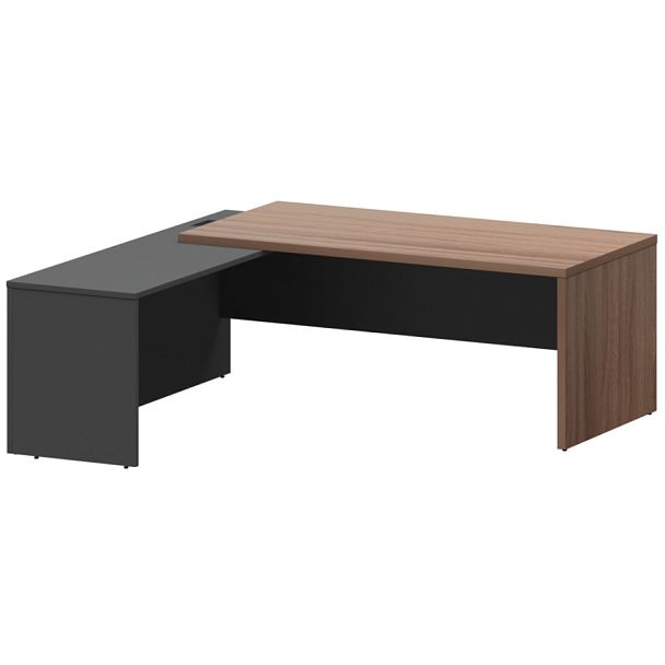 Стол руководителя левый KZP-20L Темный шимо/Графит 2000x2000x750 Кортез - Вид 1