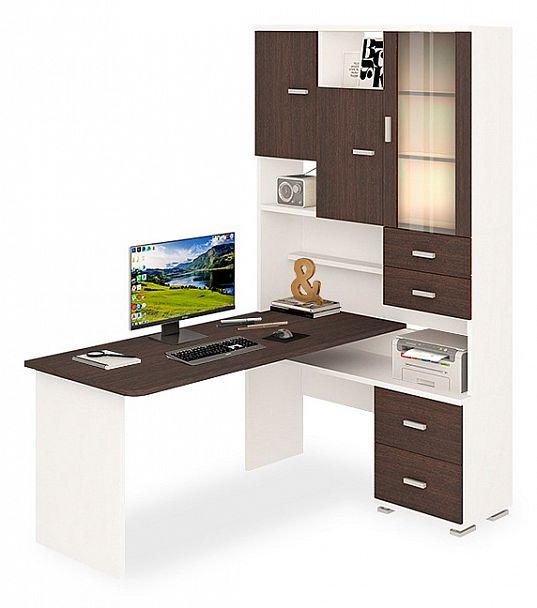 Стол компьютерный Домино СР-620/160 Белый/Венге правый - Вид 1