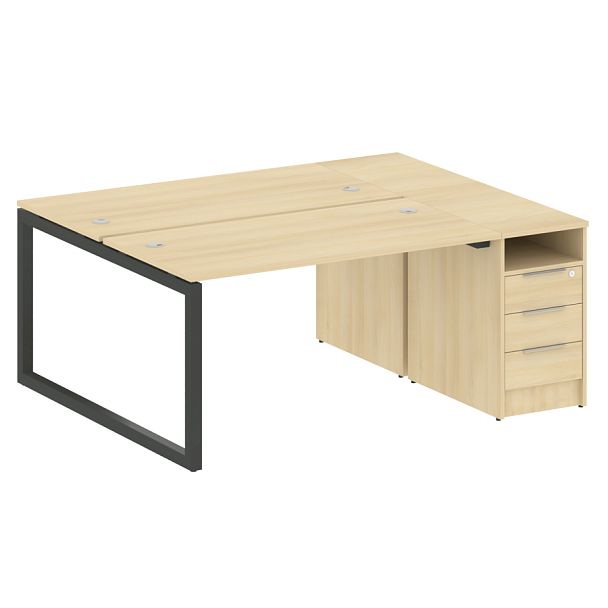 Metal System Quattro Р. ст. с тумбой на О-образном м/к 50БО.РС-СТП-2.3 Акация/Антрацит металл 1812*1475*750 - Вид 1