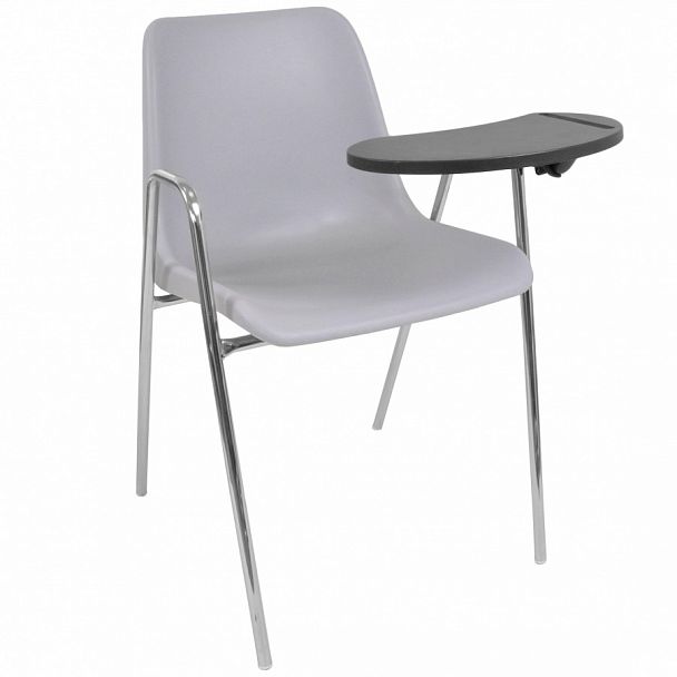 Стул Vicenza (4 ножки с подлокотниками + столик TLT), Каркас хром, светло-серый - Вид 1