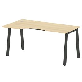 Metal System Стол криволинейный левый на А-образном м/к БА.СА-1 (L) Акация/Антрацит металл 1600*900*750 - Фото предпросмотра