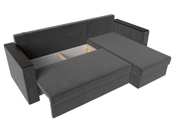 Угловой диван Атланта Лайт Б/С правый (полностью велюр серый) - Вид 8