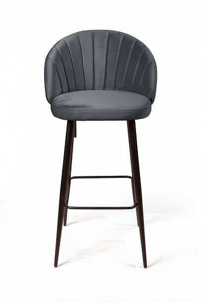 Стул барный Mont Blanc, бархат светло-серый 26 / черный конус - Вид 2