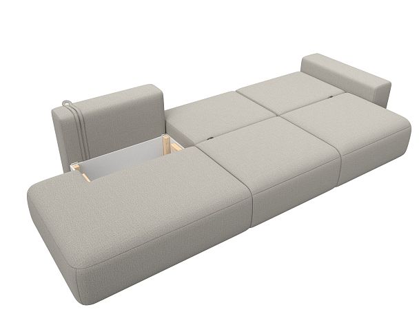 Диван прямой Лига-036 НПБ Модерн Лонг подлокотник справа Рогожка бежевый - Вид 9