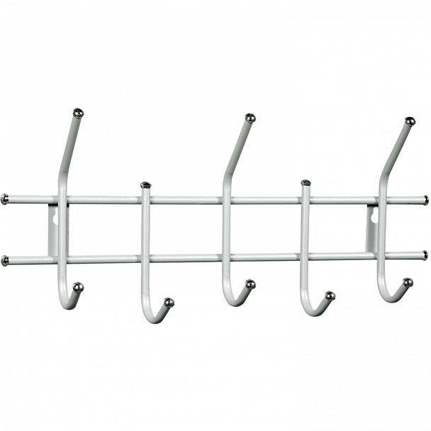Вешалка настенная "Стандарт 2/5", 260х550х110 мм, 5 крючков, металл, белая - Вид 2