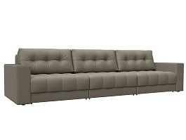 Диван прямой с декором Лига-049 НПБ Лонг Экокожа бежевый - Фото предпросмотра