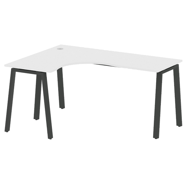 Metal System Стол криволинейный левый на А-образном м/к БА.СА-4 (L) Белый/Антрацит металл 1600*1200*750 - Вид 1