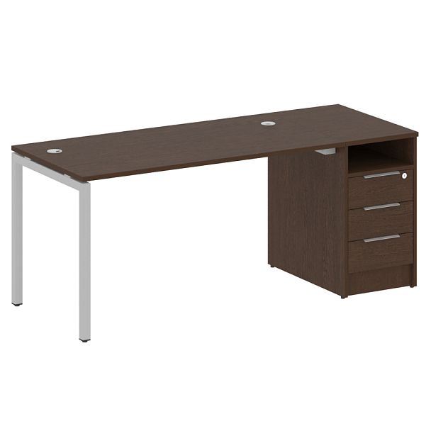 Metal System Quattro Р. ст. с тумбой на П-образном м/к 40БП.РС-СТП-1.3 Венге/Серый металл 1812*720*750 - Вид 1