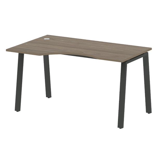Metal System Стол криволинейный левый на А-образном м/к БА.СА-2 (L) Вяз/Антрацит металл 1400*900*750 - Вид 1