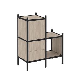 Loft Прямой стеллаж наборный VR.L-11 Дуб аттик/Чёрный металл 862*446*1047 - Фото предпросмотра