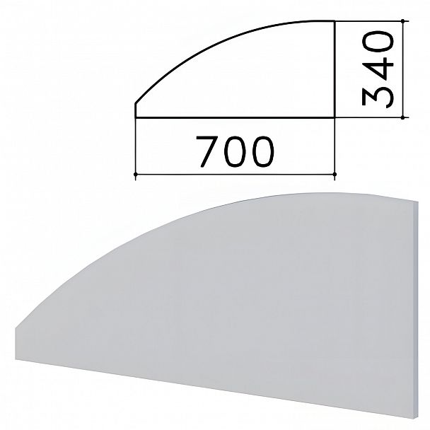 Экран-перегородка "Монолит", 700х16х340 мм, БЕЗ ФУРНИТУРЫ (код 640237), серый, ЭМ23.11 - Вид 2