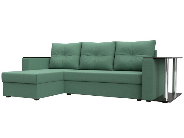 Диван угловой Атланта Лайт левый угол Рогожка зеленый - Вид 1