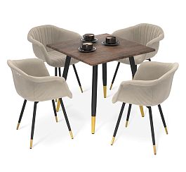 Обеденная группа Sheffilton SHT-DS319 палисандр/ванильный крем/черный муар/золото - Фото предпросмотра