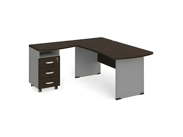 БЕРЛИН / BERLIN Угловое рабочее место левое 2000х1600х740 Венге/Серый - Вид 1