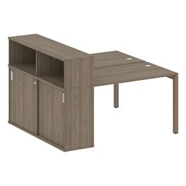 Metal System Quattro Р. ст. с шкафом-купе на П-образном м/к 50БП.РС-СШК-2.2 Т Вяз/Мокко металл 1610*1475*1098 - Фото предпросмотра