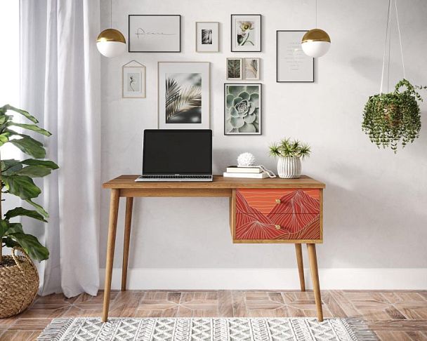 Стол рабочий Berber принт 49 с одной тумбой арт BB20/Print_49 - Вид 4