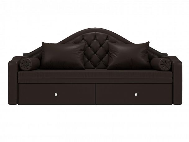 Прямой диван софа Сойер (полностью экокожа коричневая) - Вид 2