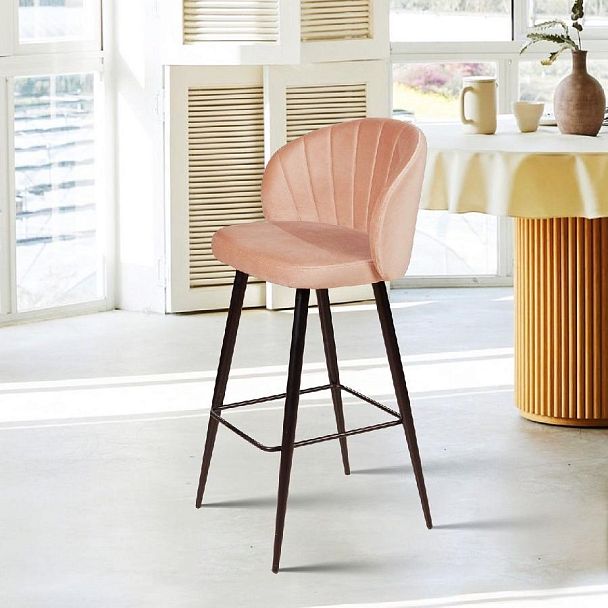 Стул барный Mont Blanc, бархат бежевый 5 / черный конус - Вид 10