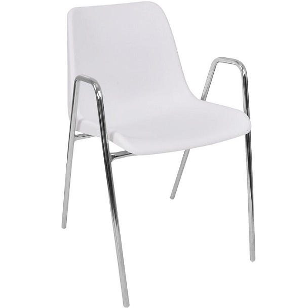 Стул Vicenza (4 высокие ножки c подлокотниками), каркас Хром, белый, РП+ИК, стопируемый - Вид 1