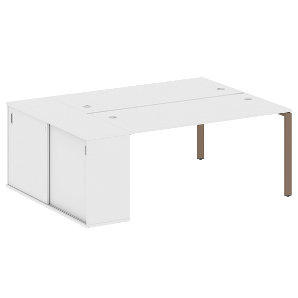 Metal System Р. ст. с шкафом-купе на П-образном м/к БП.РС-СШК-1.4 Т Белый/Мокко металл 2010*1475*750 - Вид 1