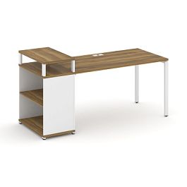 Concept Стол рабочий с опорным стеллажом с верх. горизонтом  CN.SP-207 Сандал Янтарный/Белый Бриллиант/Металл Белый 1800*720*917 - Фото предпросмотра