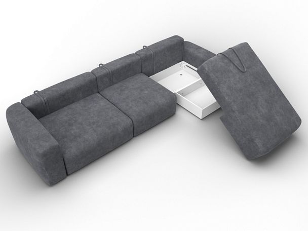 Диван угловой Лига-066 НПБ Лонг угол правый Велюр серый - Вид 7