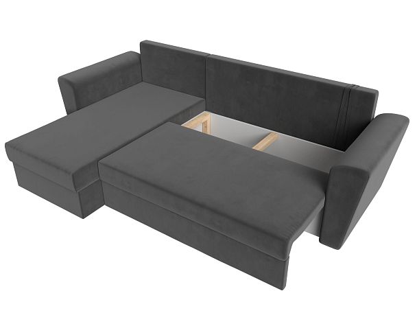 Угловой диван Амстердам Лайт левый (полностью велюр серый) - Вид 8