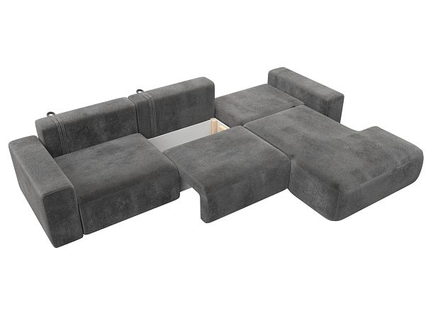 Диван угловой Лига-036 НПБ Классик Лонг правый угол Велюр серый - Вид 8