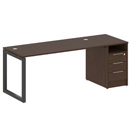 Metal System Quattro Р. ст. с тумбой на О-образном м/к 50БО.РС-СТП-1.4 Венге/Антрацит металл 2012*720*750 - Фото предпросмотра