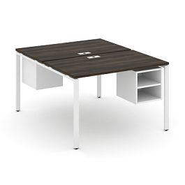 Concept Рабочая станция 2 сторонняя с подвесными тумбами на 2 места CN.DRS-106 Дуб Мали/Белый Бриллиант/Металл Белый 1180*1480*750 - Фото предпросмотра