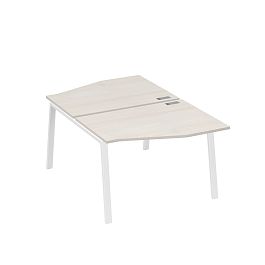 Рабочая станция со столами Техно на металлокаркасе TRE (2х120) A4 А4 Б3 189  БП дуб / металлокаркас белый - Фото предпросмотра