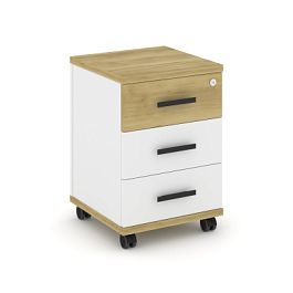 Concept Тумба мобильная 3 ящ. CN.TUM-003 B Дуб Винченцо/Белый Бриллиант/Металл Черный 420*420*615 - Фото предпросмотра