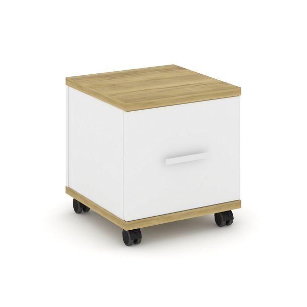 Concept Тумба мобильная 1 распаш. фасад CN.TUM-007 W Дуб Винченцо/Белый Бриллиант/Металл Белый 420*420*448 - Вид 1