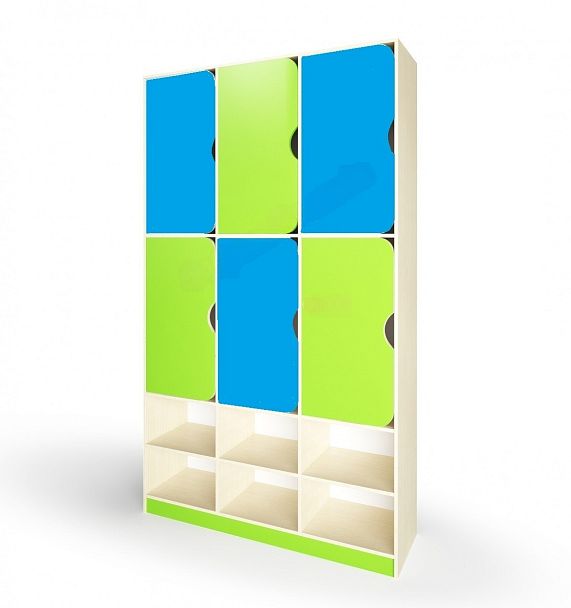 Шкаф детский двухъярусный 6-ти секционный с обувницей ШДД-003 - Вид 2