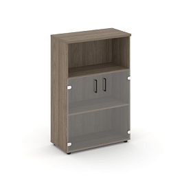 Стайл Проджект Шкаф средний широкий SN.STS-202 Вяз Благородный/Прозрачный/Черный Ручки 796*400*1203 - Фото предпросмотра