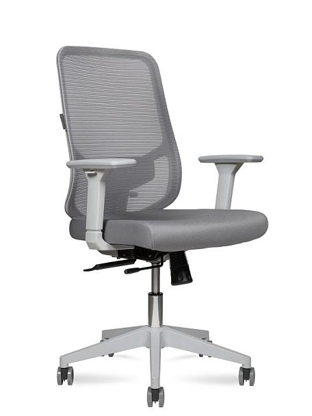 Кресло офисное / Best LB grey / серый пластик / серая сетка / серая ткань - Вид 1