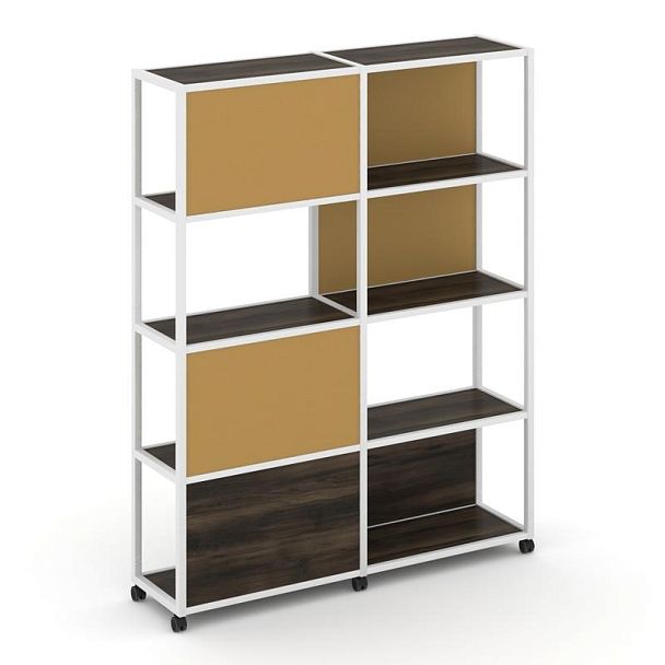 Shelf Mobile Стеллаж 5 уровней 2 секции VR.LT-STK-515.12 Дуб Мали/Металл Белый/W-31 2370*400*2000 - Вид 1