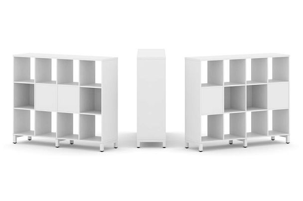 Стайл Проджект Набор стеллажа 2-х сторон., 3 яр. SN.NSD-341 Белый/Металл Белый 1488*400*1248 - Вид 1