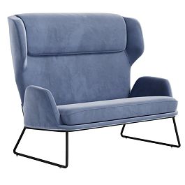 Диван двухместный Pronto PRNT-02 Velutto 48/Металл Черный 1230*760*1090 - Фото предпросмотра