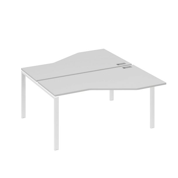 Рабочая станция со столами (2х160) Техно на каркасе UNO A4 А4 Б1 188 БП серый / металлокаркас белый - Вид 1