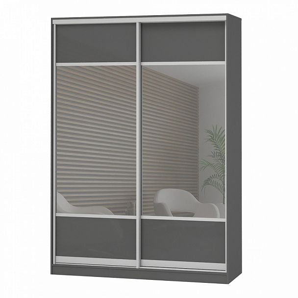 Шкаф Дерби 1600 ЗР- ЗР "Шкафы-купе" ПК-ДЕБ-Ш215Х160СЗ/1-В1-73 темно-серый - Вид 1