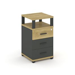 Concept Тумба приставная 3 ящ. с надставкой CN.TUP-003 W Дуб Винченцо/Антрацит/Металл Антрацит 420*420*750 - Фото предпросмотра