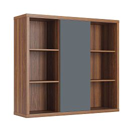 Шкаф средний со слайд-дверью Zion 140x42x129 орех селект - Фото предпросмотра