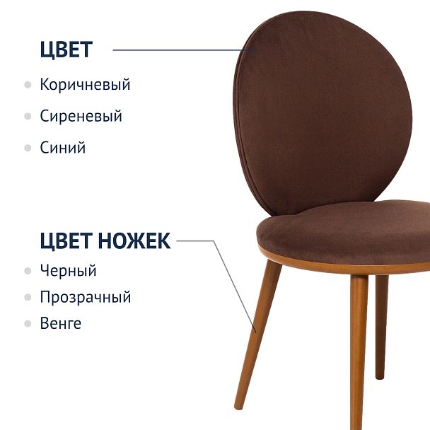 Стул Ronda, велюр коричневый, ножки бук - Вид 7